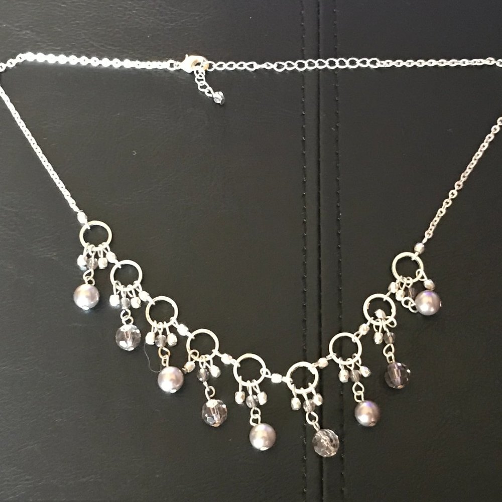 Women Necklace Silver Tone Fashion Jewelry Purple - Picture 3 of 9
